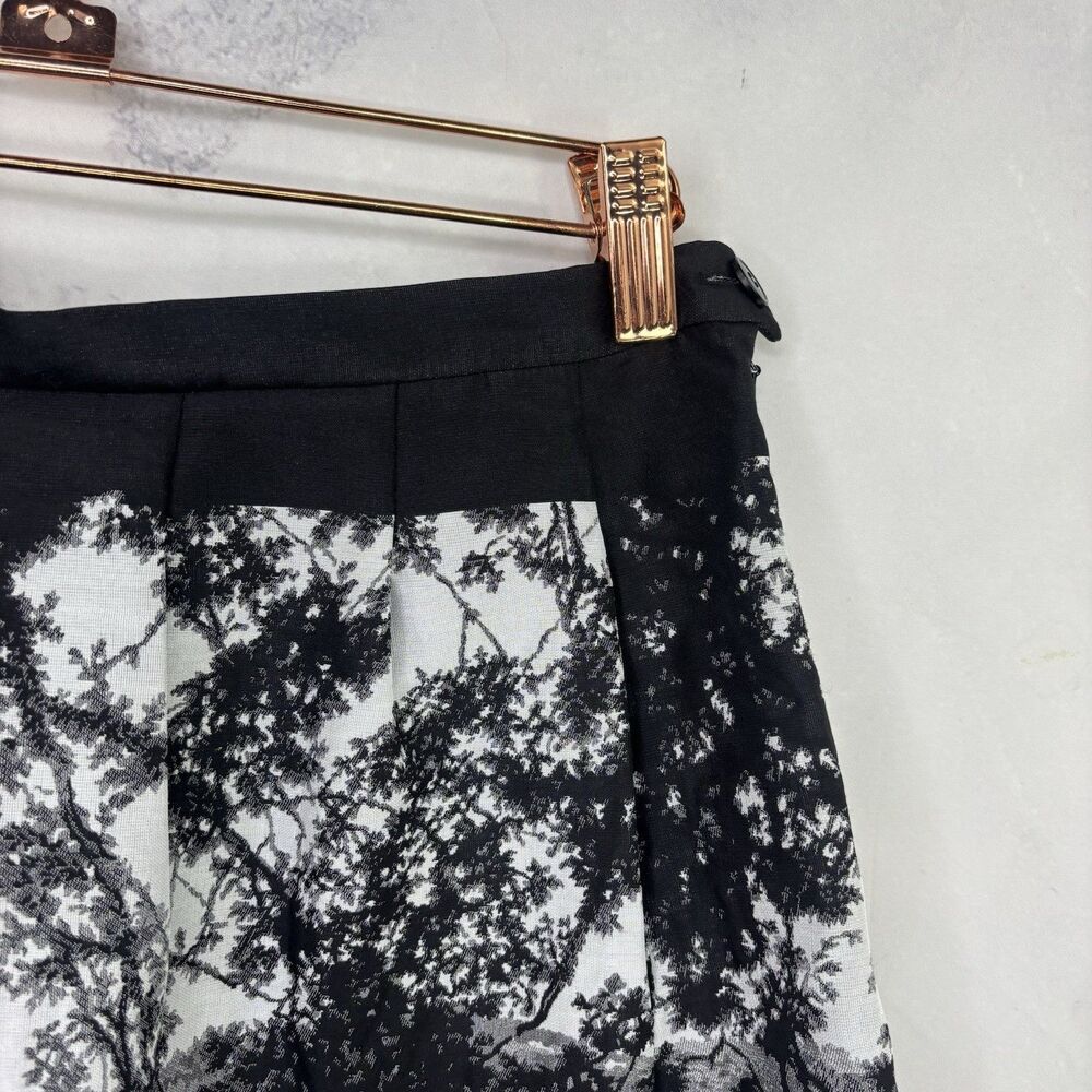 VTG Agnès B. Y2k Mini Skirt 38 6 France Scenic Nature Print Grayscale Blk White - Picture 5 of 15